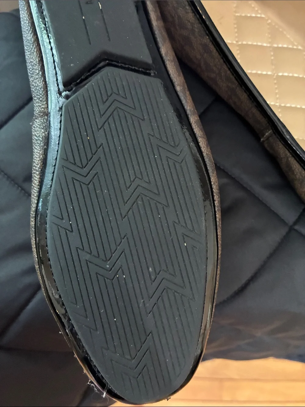 Michael Kors Brown Logo MK Gold-Emblem Loafers